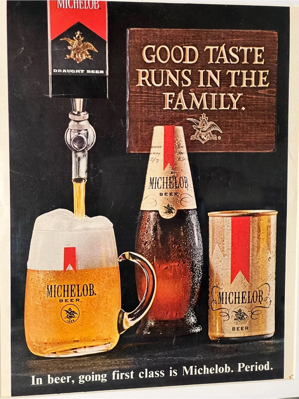 Vintage Michelob Beer Advertisement Framed Art Ad Home Decor Memorabilia
